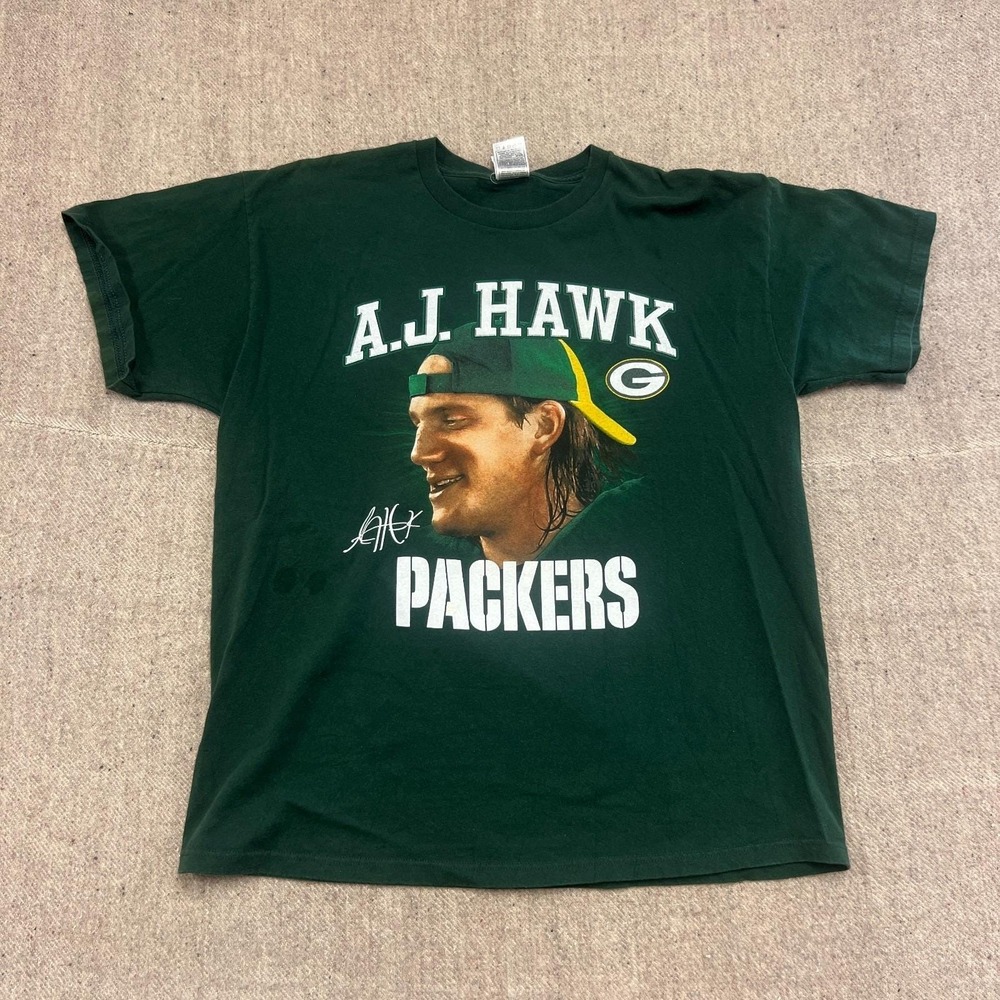 Vintage Green Bay Packers AJ Hawk Shirt Mens XL Green 2000s NFL